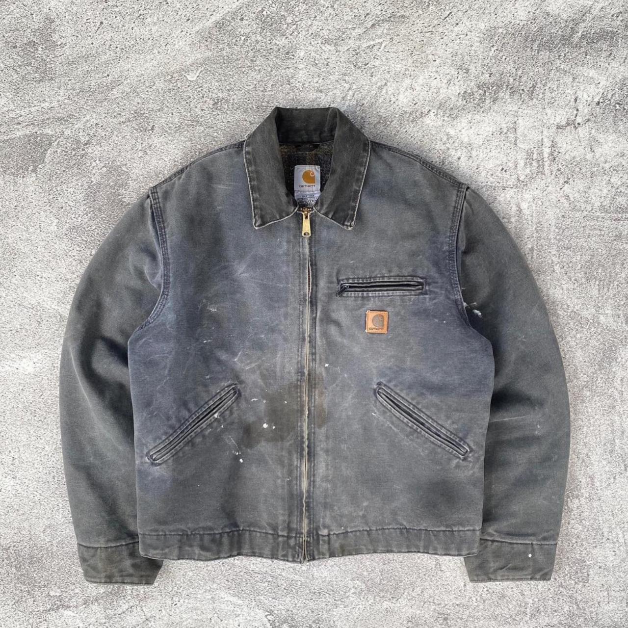 Carhartt Men's Jacket Faded Petrol Grey Carhartt... - Depop