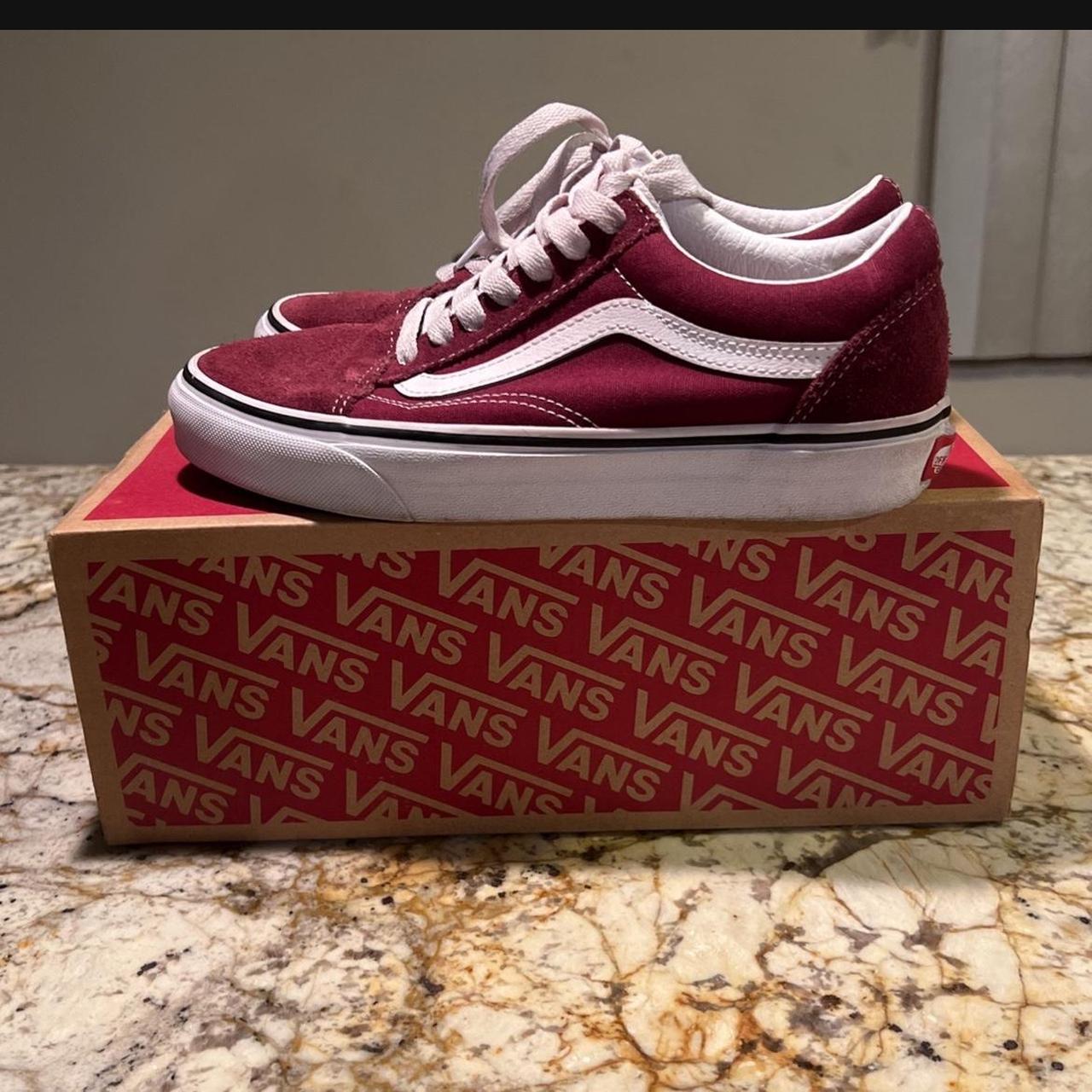 Vans old skool burgundy womens hotsell