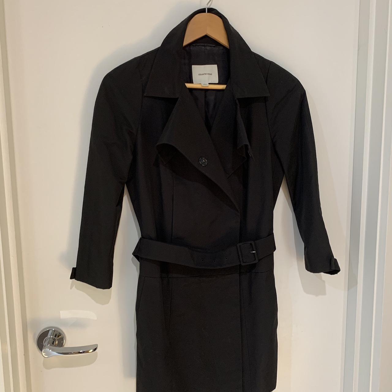 COUNTRY ROAD Black short trench coat with belt Depop