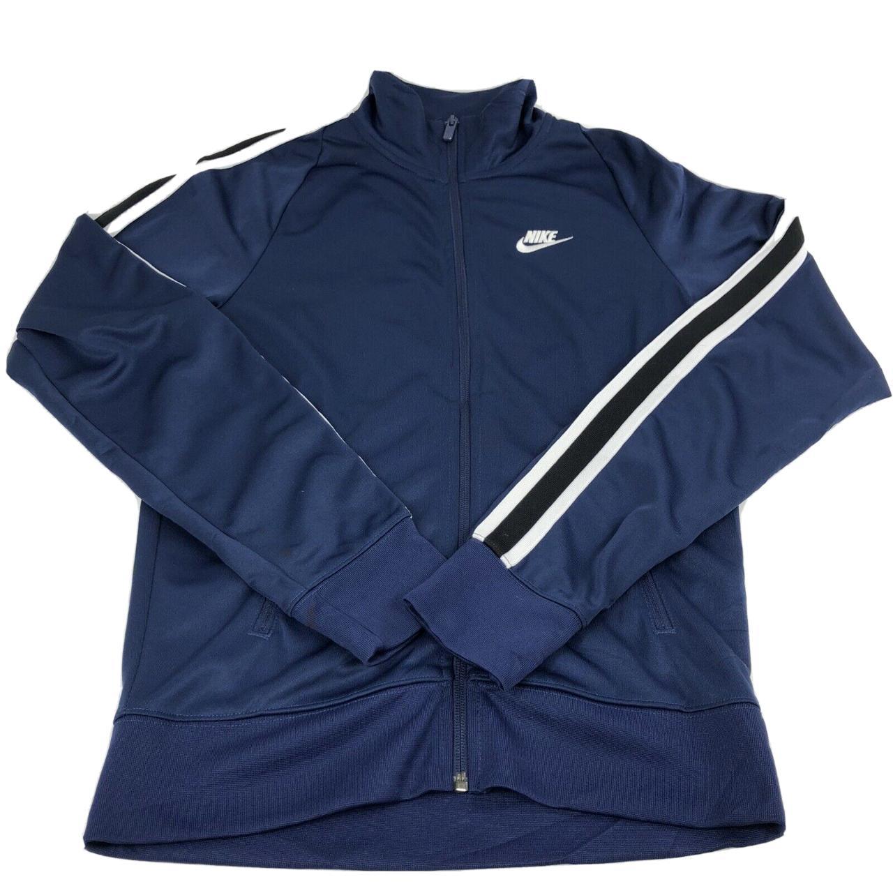 Nike Mens Track Jacket blue white stripes on... - Depop