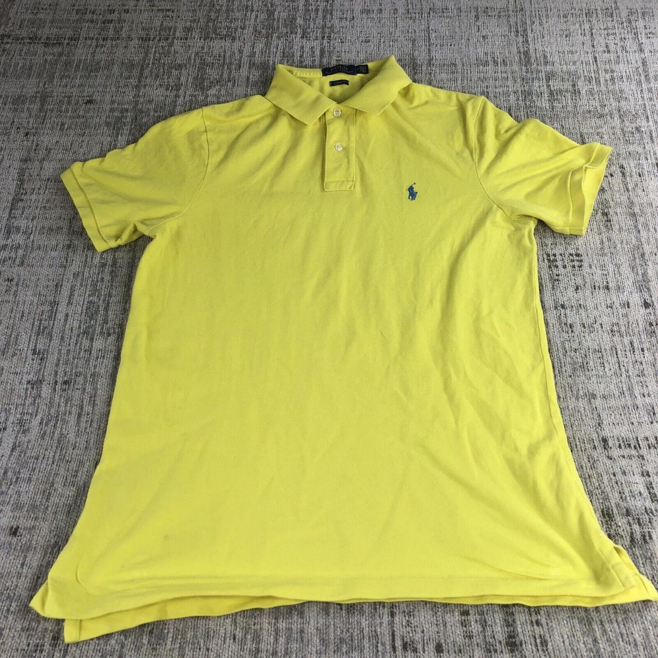 Ralph Lauren Polo yellow Shirt Adult med blue Pony... - Depop