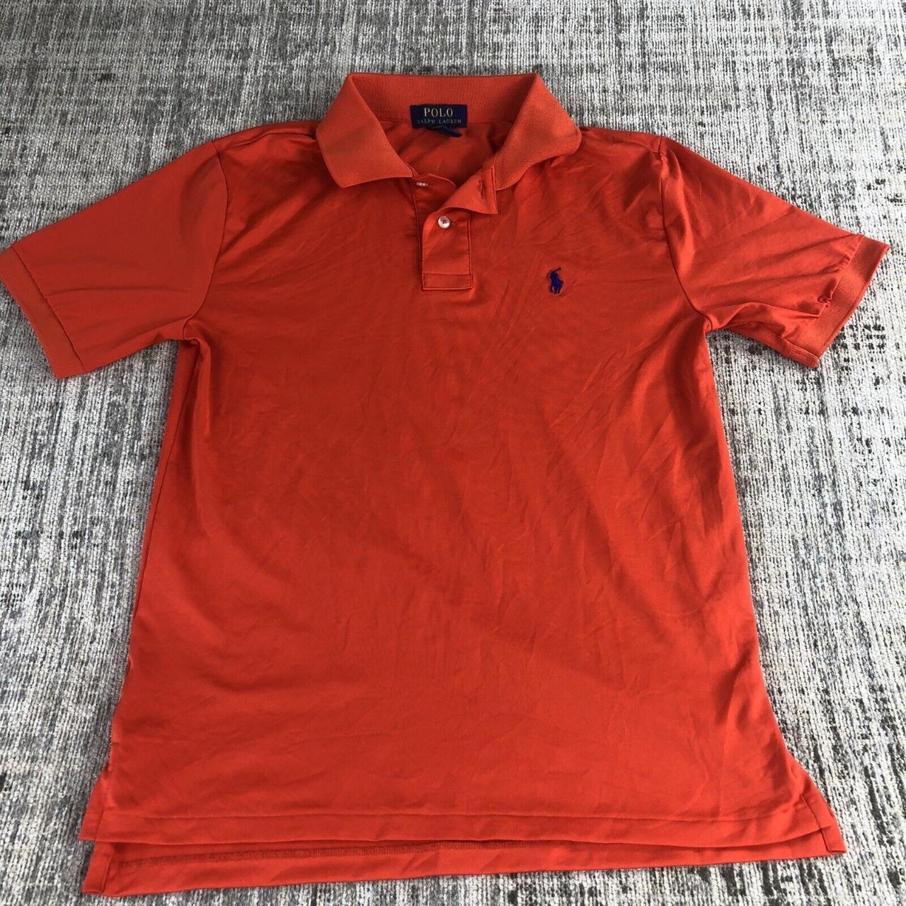 Ralph Lauren orange Polo Shirt Adult large blue... - Depop