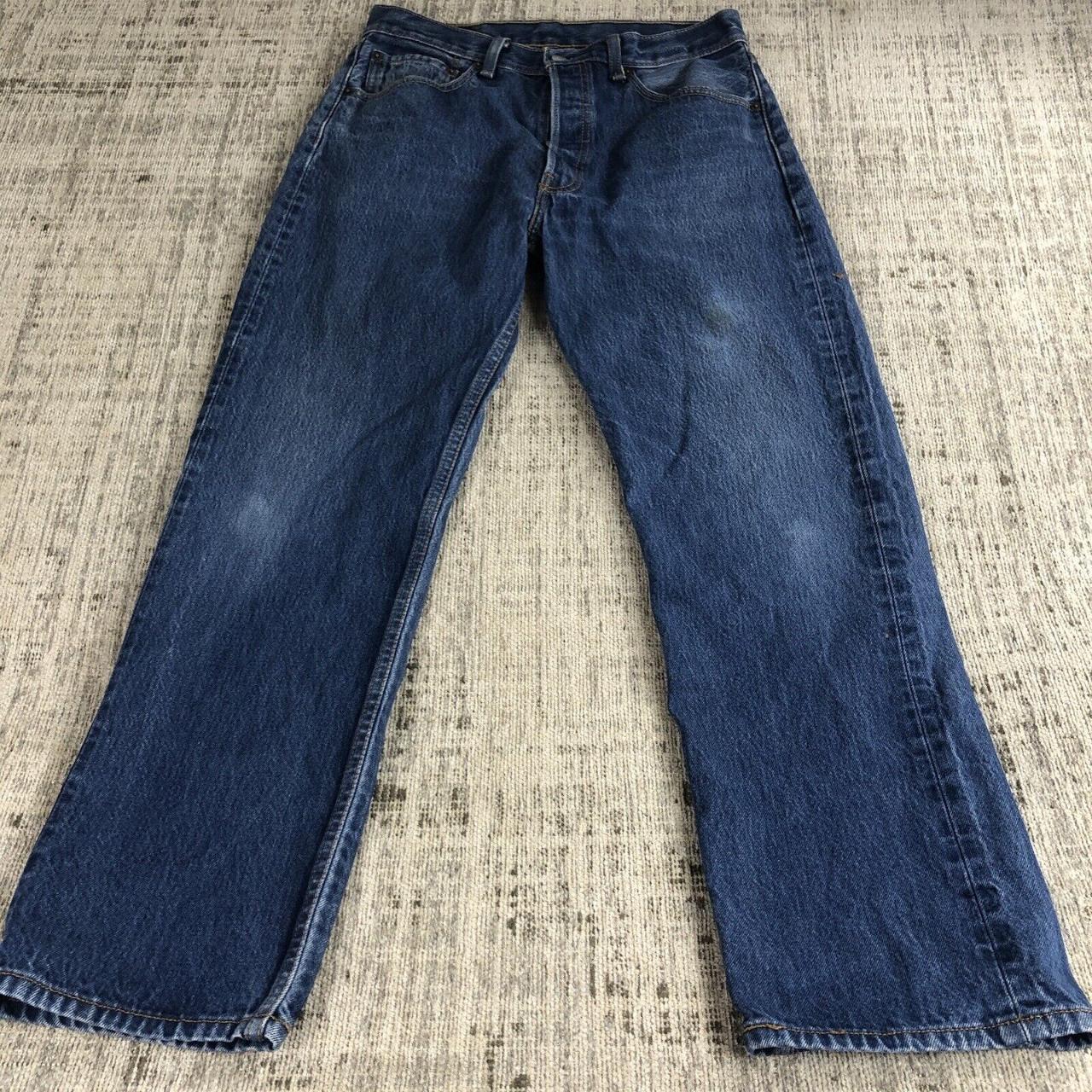 Levi jeans 501 men's blue straight leg button up... - Depop