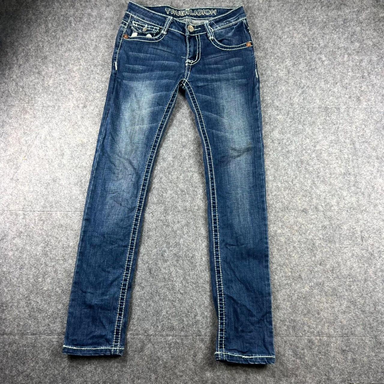 True Religion Joey Girls Size 27 Blue Denim Mid Rise | Depop