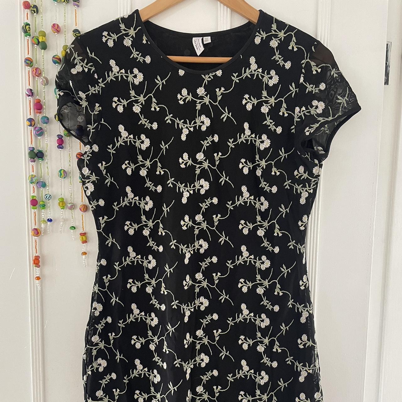 other stories black daisy embroidered mesh