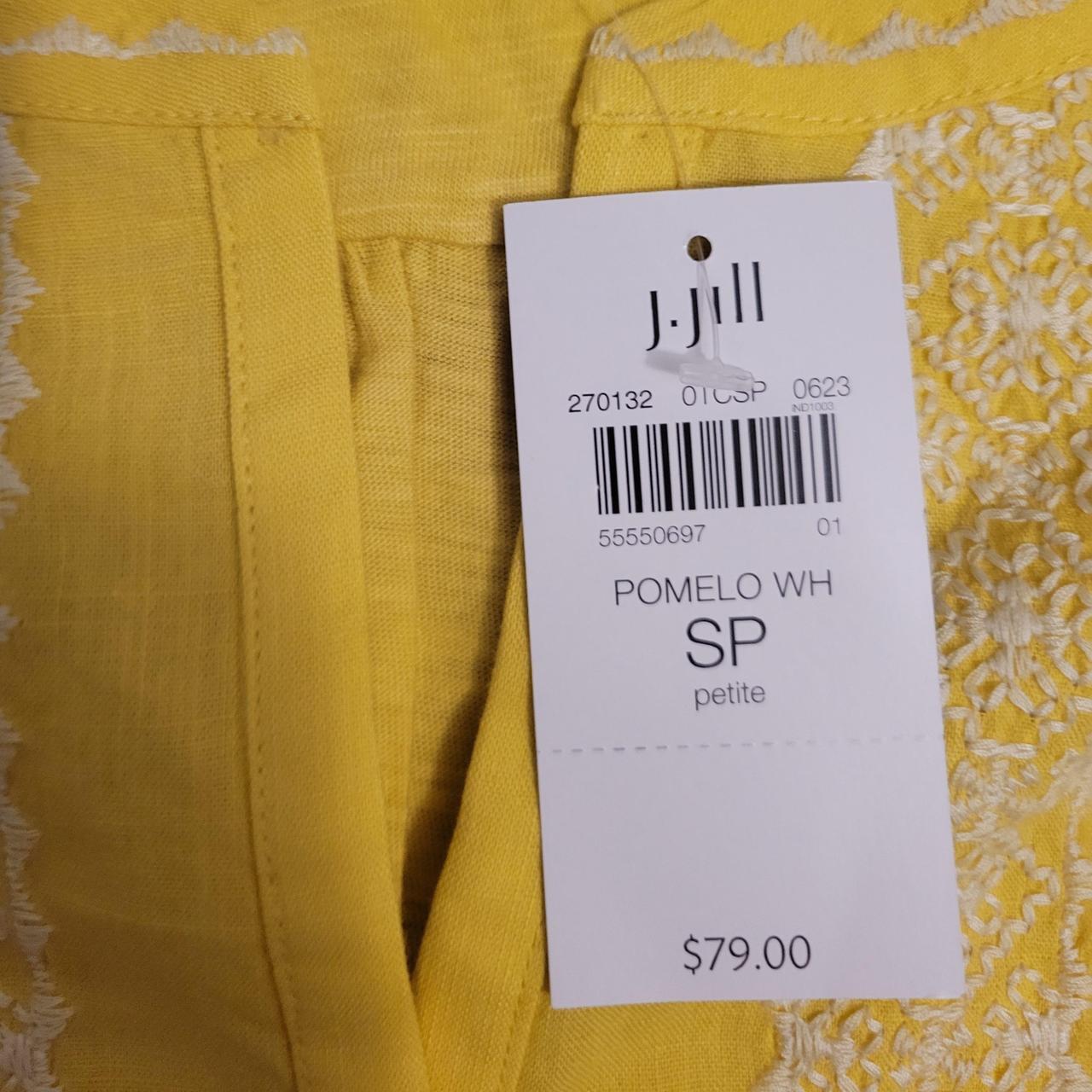 J. Jill Petite Yellow Embroidered Short Sleeve - Depop