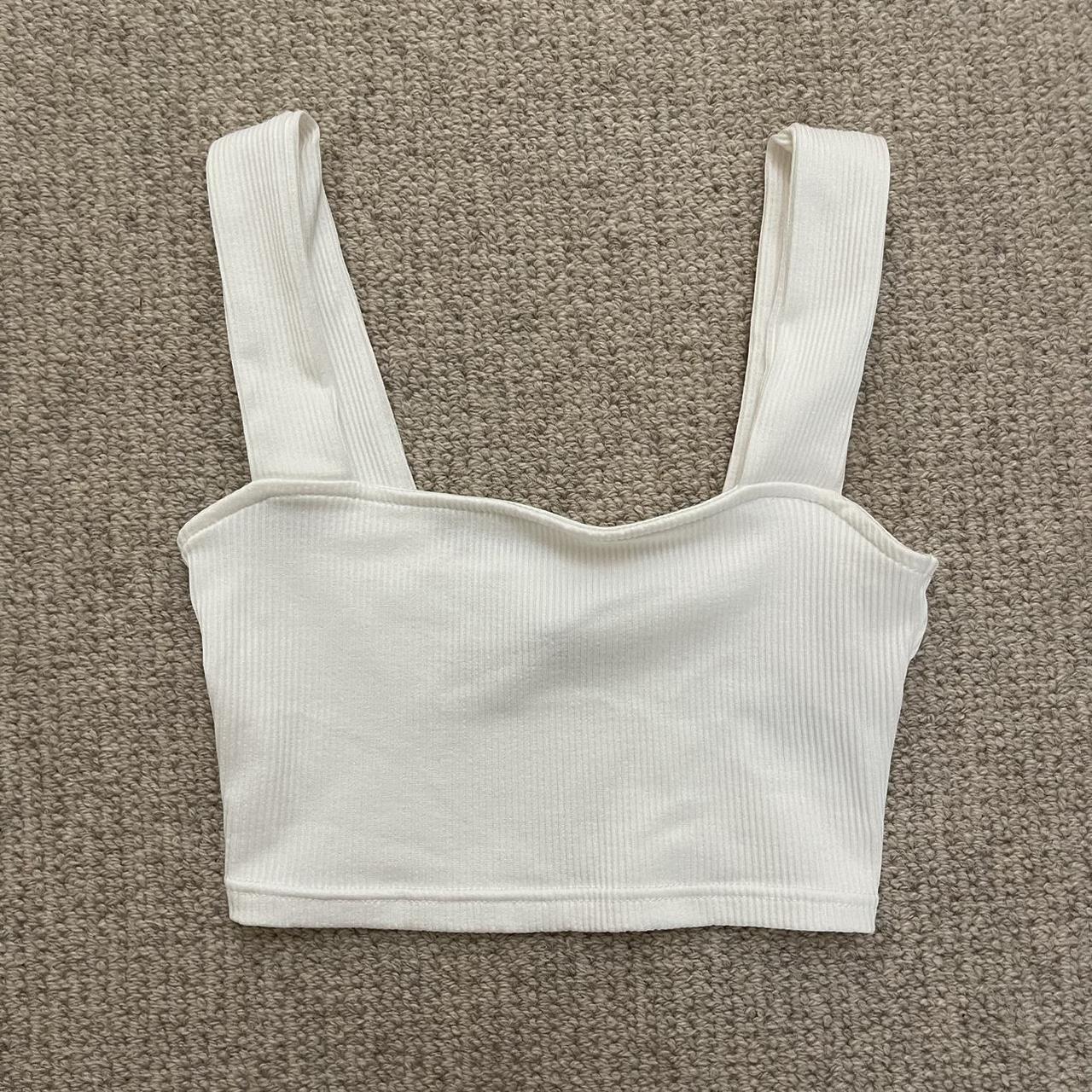 H&m White Ribbed Tank Top ♡︎ - Very Flattering - - Depop