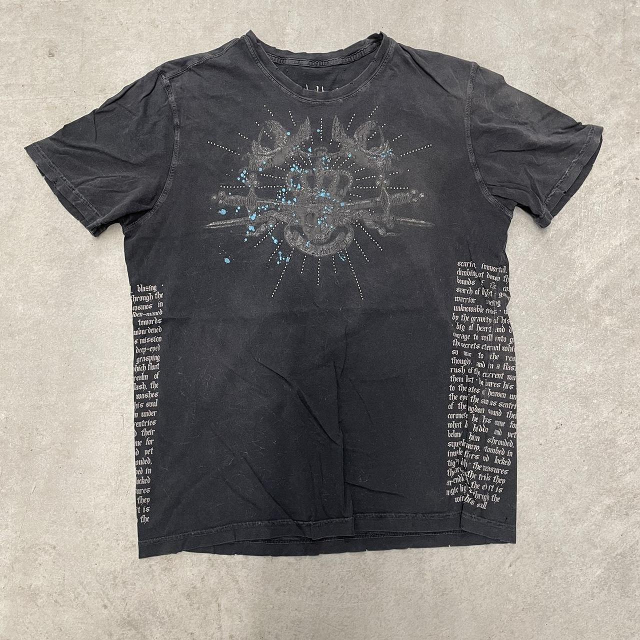 Vintage Y2K Skull Grunge Cyber Black T-Shirt -... - Depop