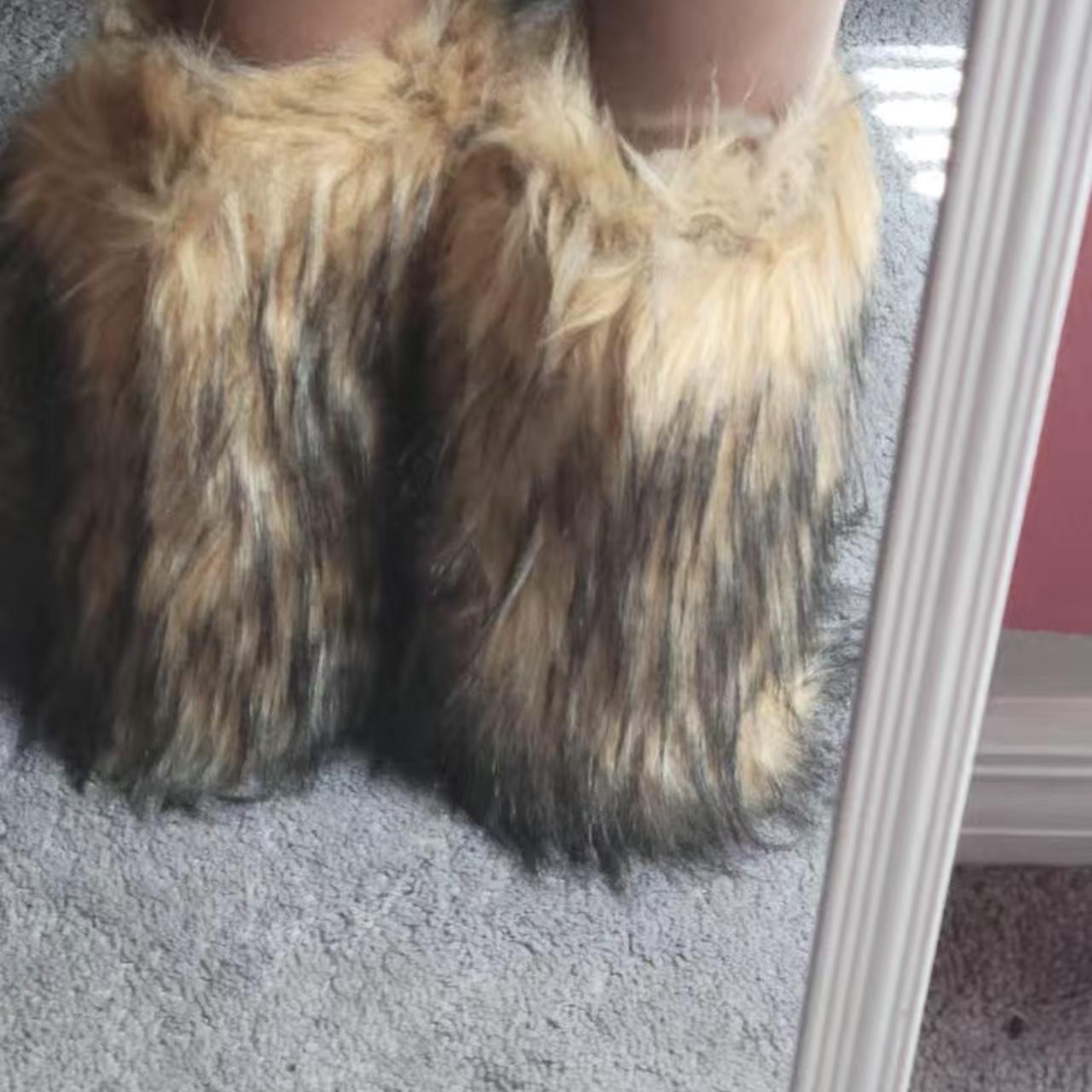 Women's Faux Fur Boots, Trendy Slip On Plush Lined... - Depop