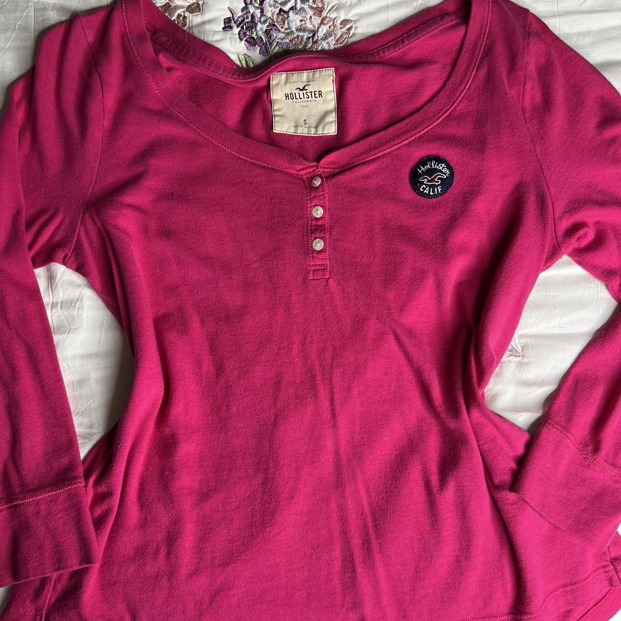 Hot pink hollister long sleeve -(sleeves are mid... - Depop