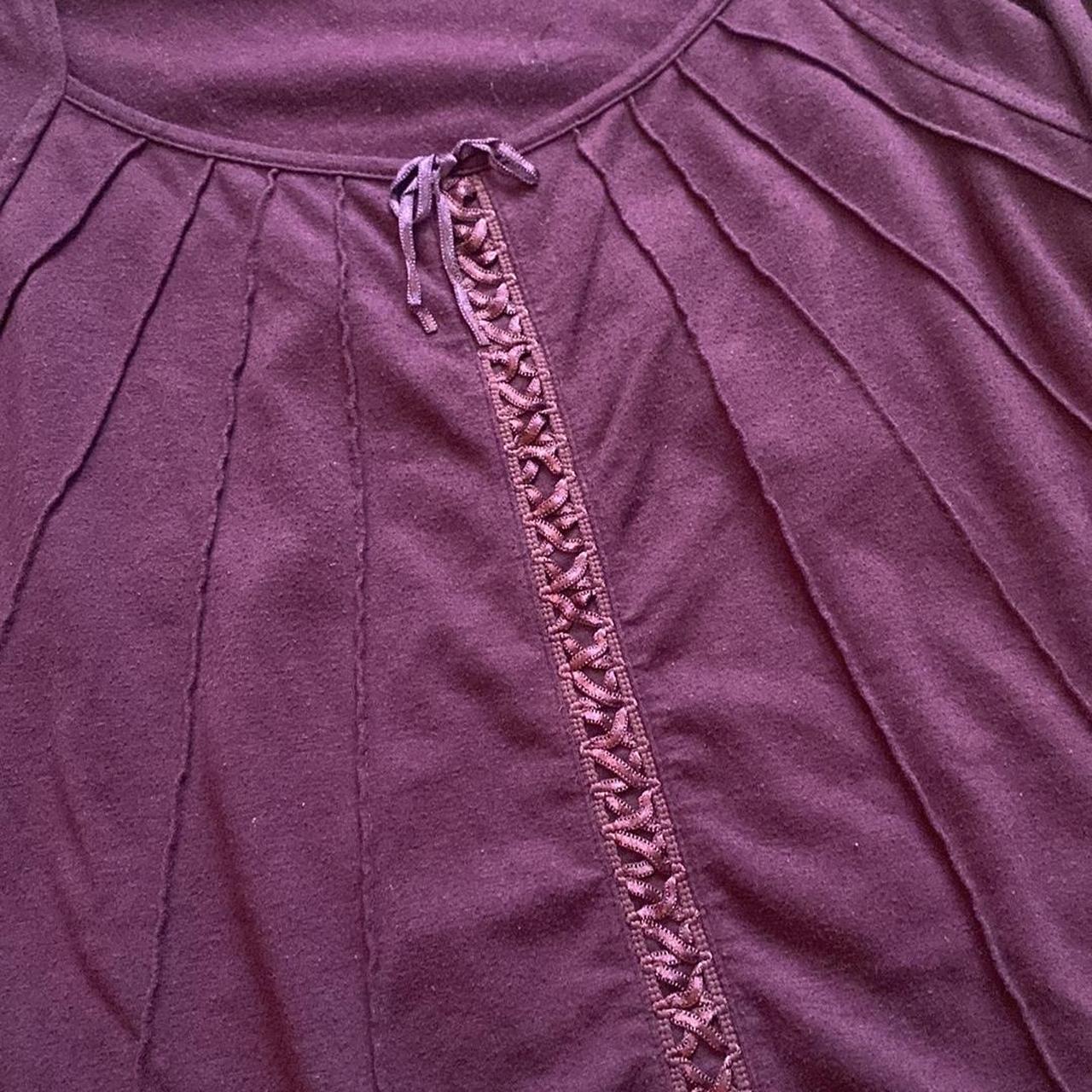 Y2K Bow lace up detail purple top size large New... - Depop