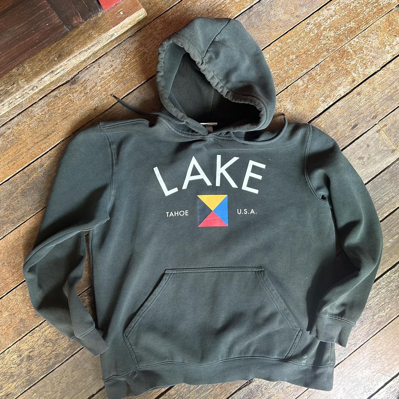 Lake Tahoe green hoodie with a large front