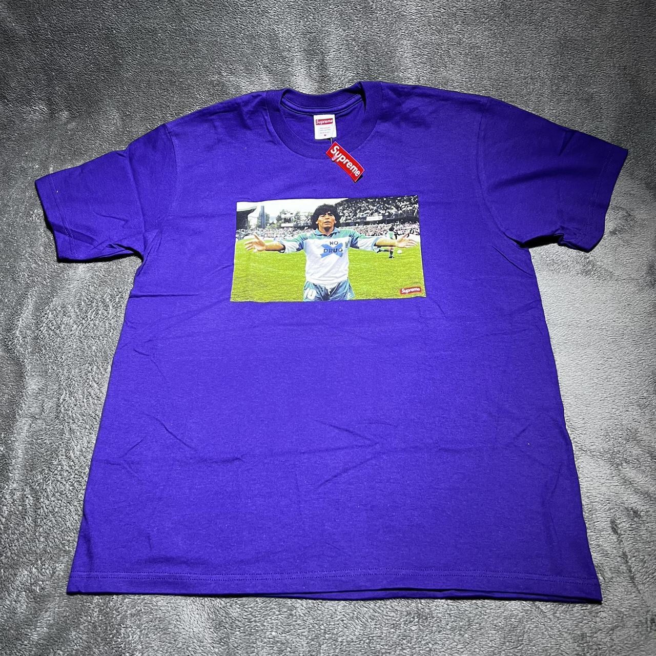 Supreme Maradona tshirt Size medium Purple... - Depop