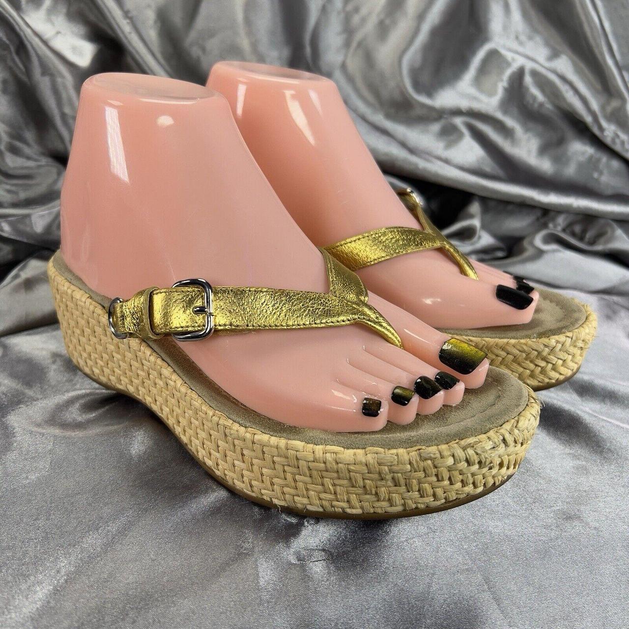 Prada Slides Thongs Wedge Platform Gold Sandal Shoes