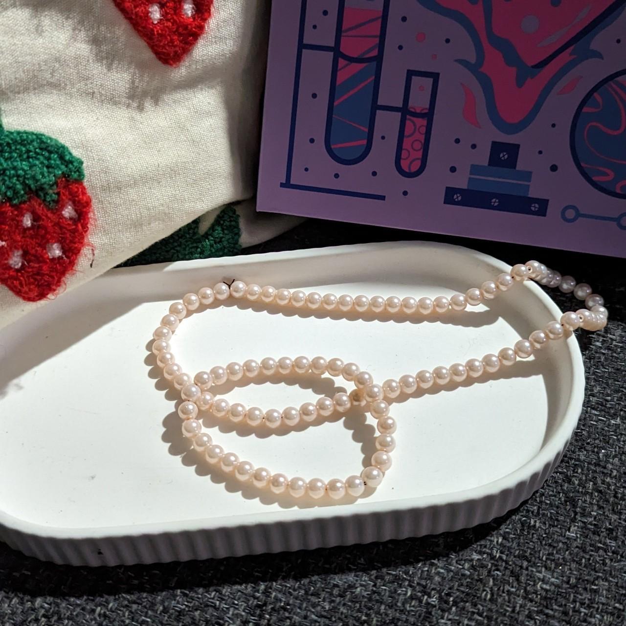 Faux pink pearl necklace and bracelet Depop