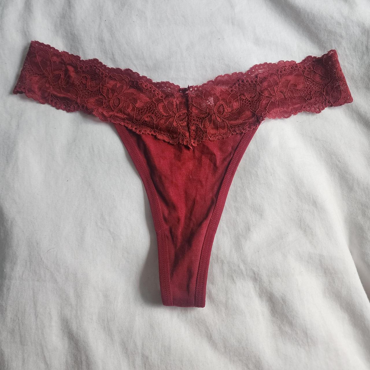 red lace thong panty. Never worn. this panty is - Depop