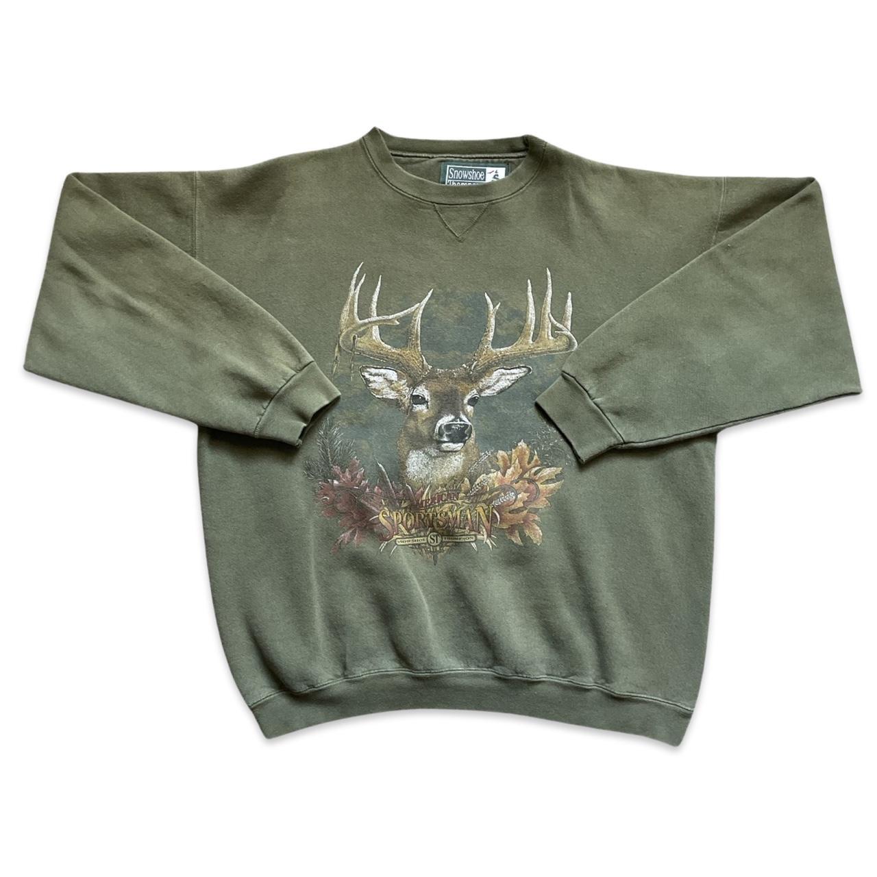 American Sportsman Green Deer Crewneck Snowshoe... - Depop