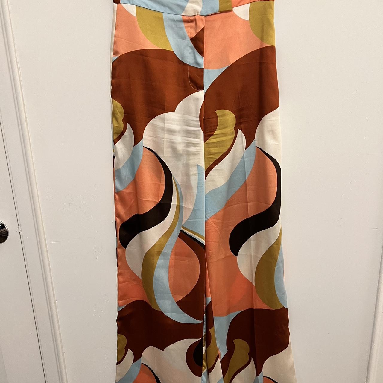 ZARA ABSTRACT PRINT TROUSERS W32 Zara Pants | Zara Abstract Print Colorful Satin