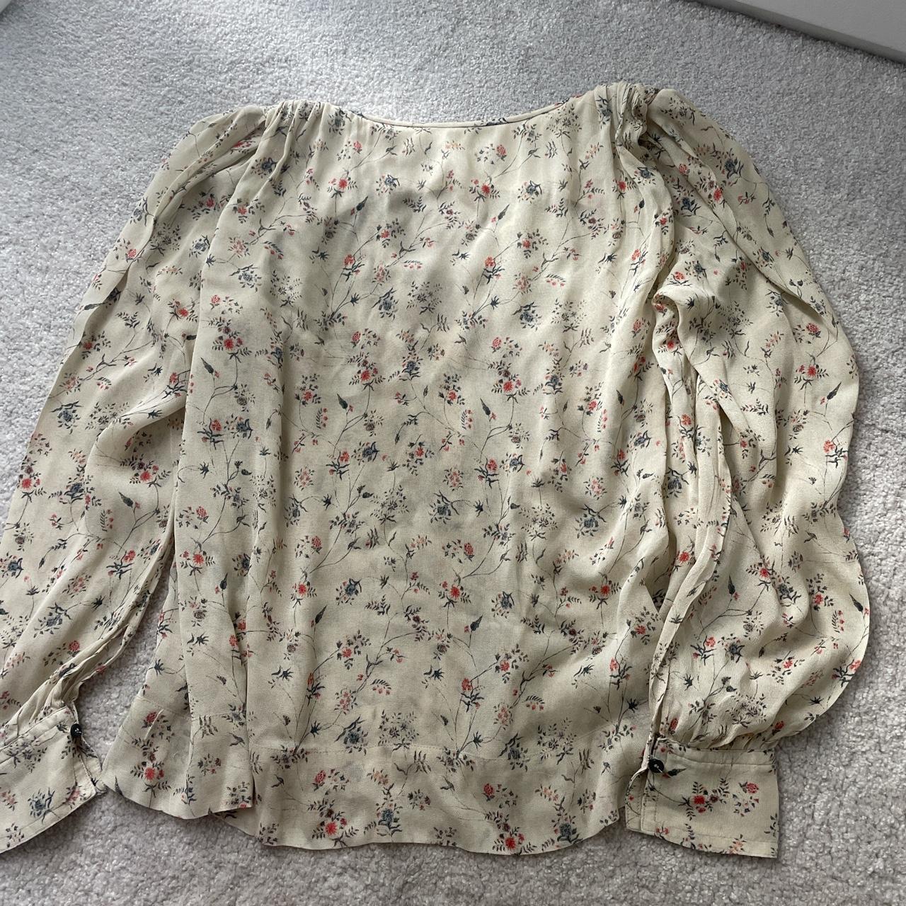 cream floral Isabel marant long sleeve shirt - Depop