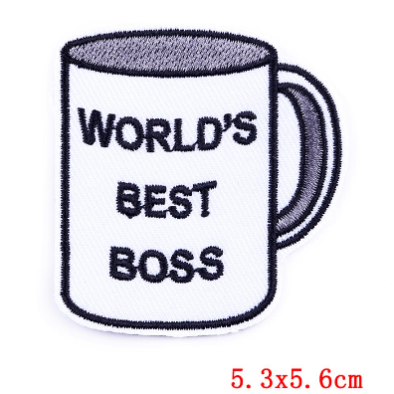 iron on patch world's best boss cup -M2 Brand... - Depop