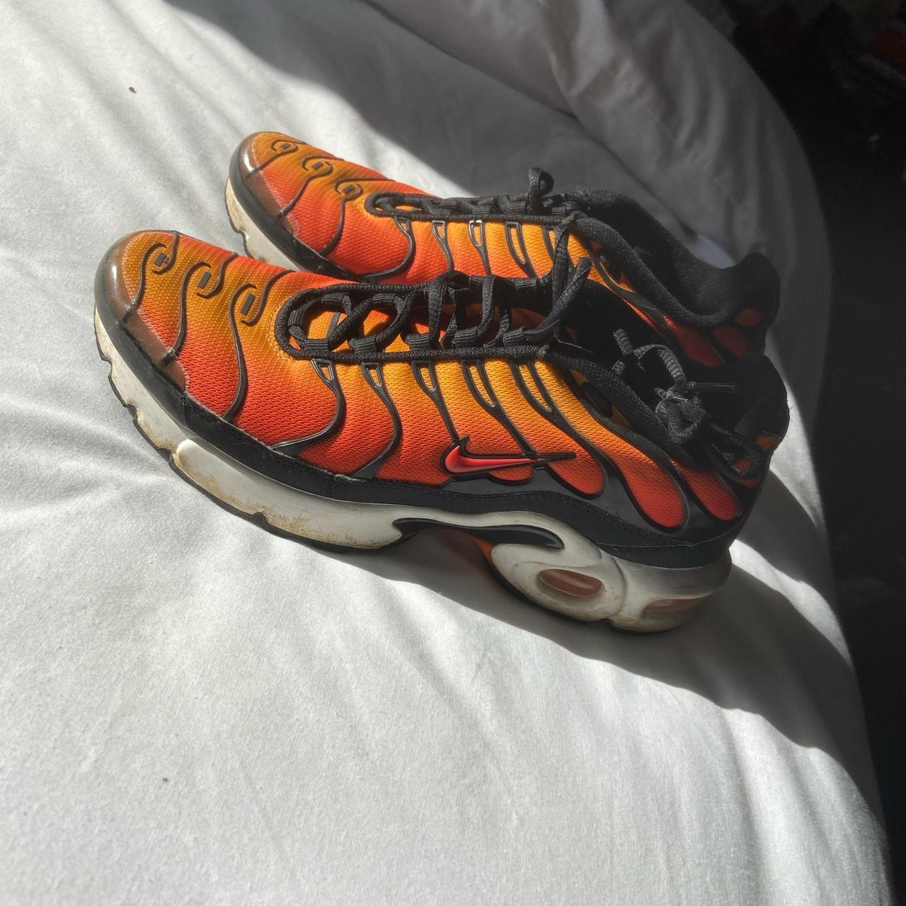 Nike TN Plus orange and black trainers Worn couple. Depop