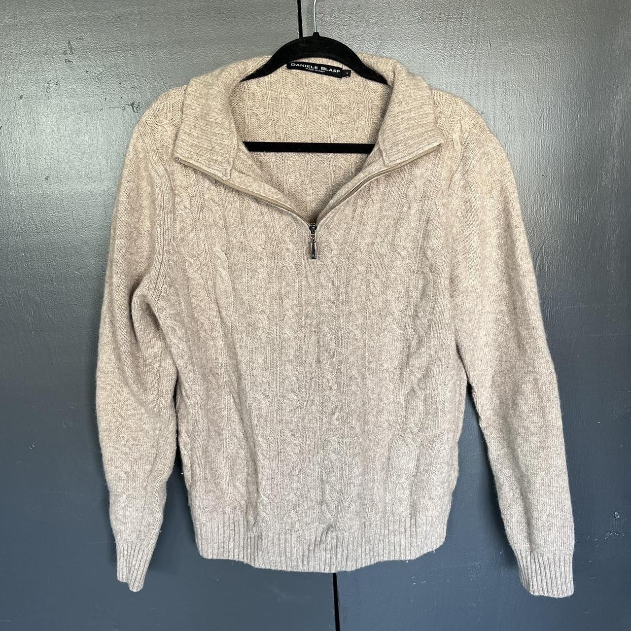 itchy cream half zip wool sweater (still cute tho) - Depop