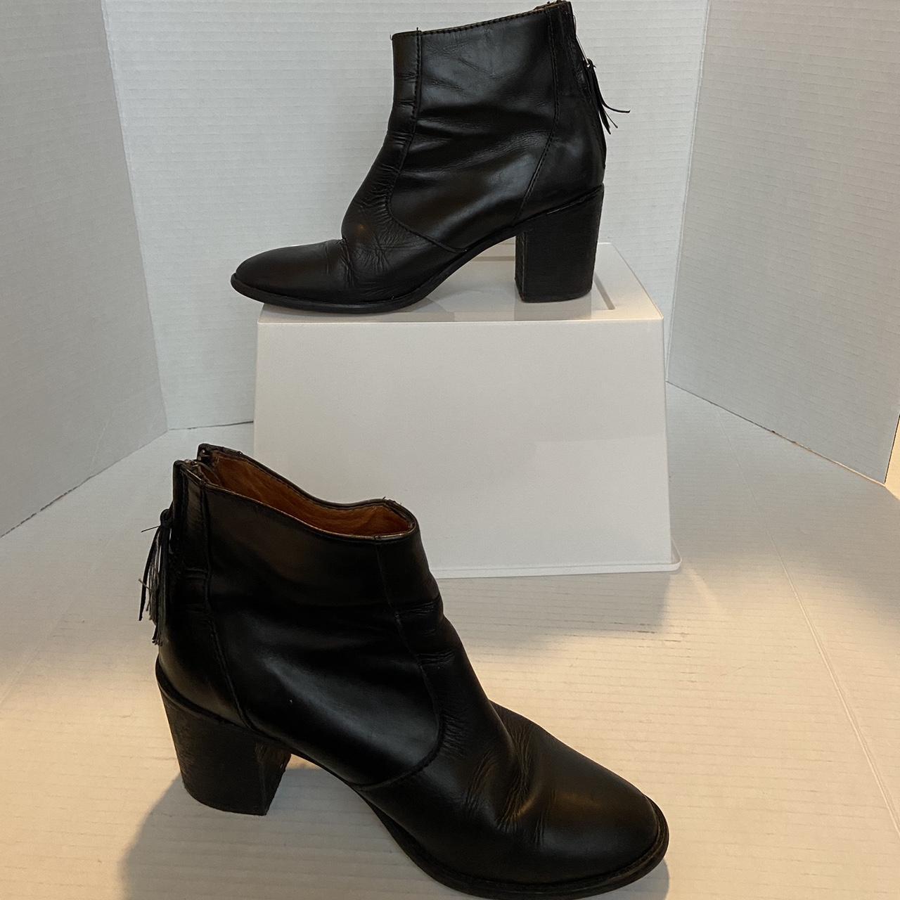 Madewell The Ames Black Leather Chunky Stacked online Heel Ankle Boot Size 8.5