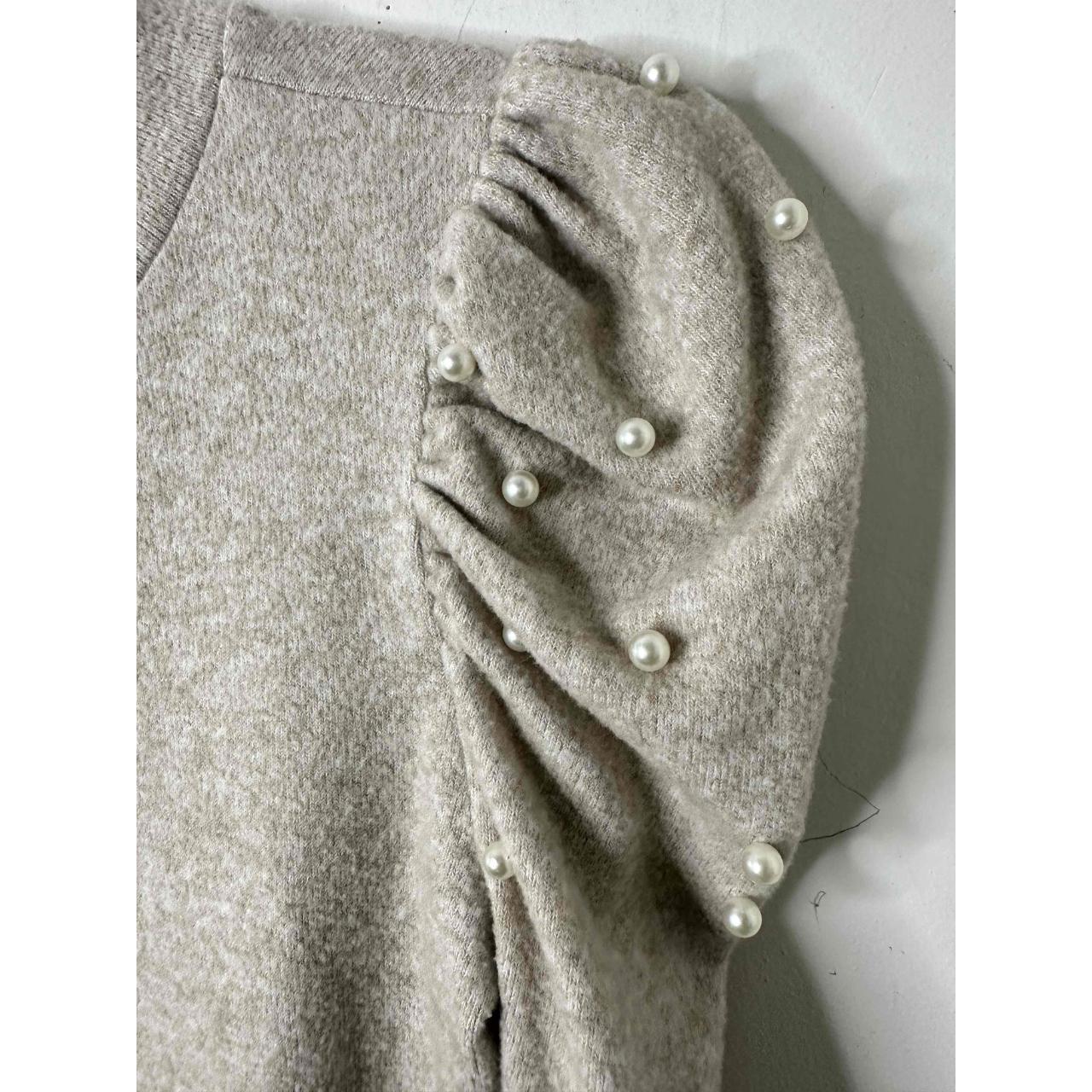 Zara Sweater Womens Size Small Cream Puff Sleeve | Depop