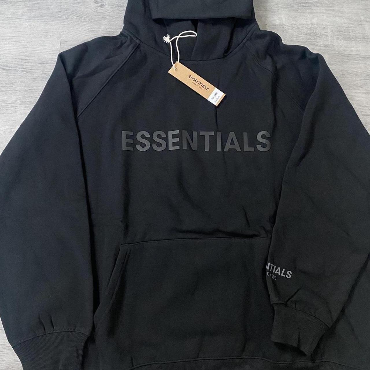 Medium black essentials hoodie fear of god - Depop