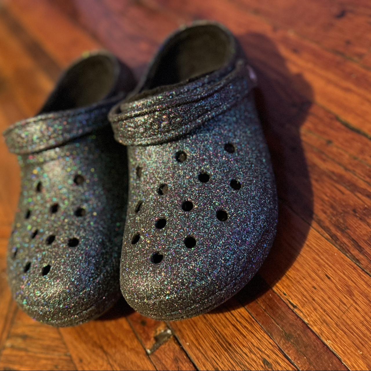 glitter furlined crocs used Depop