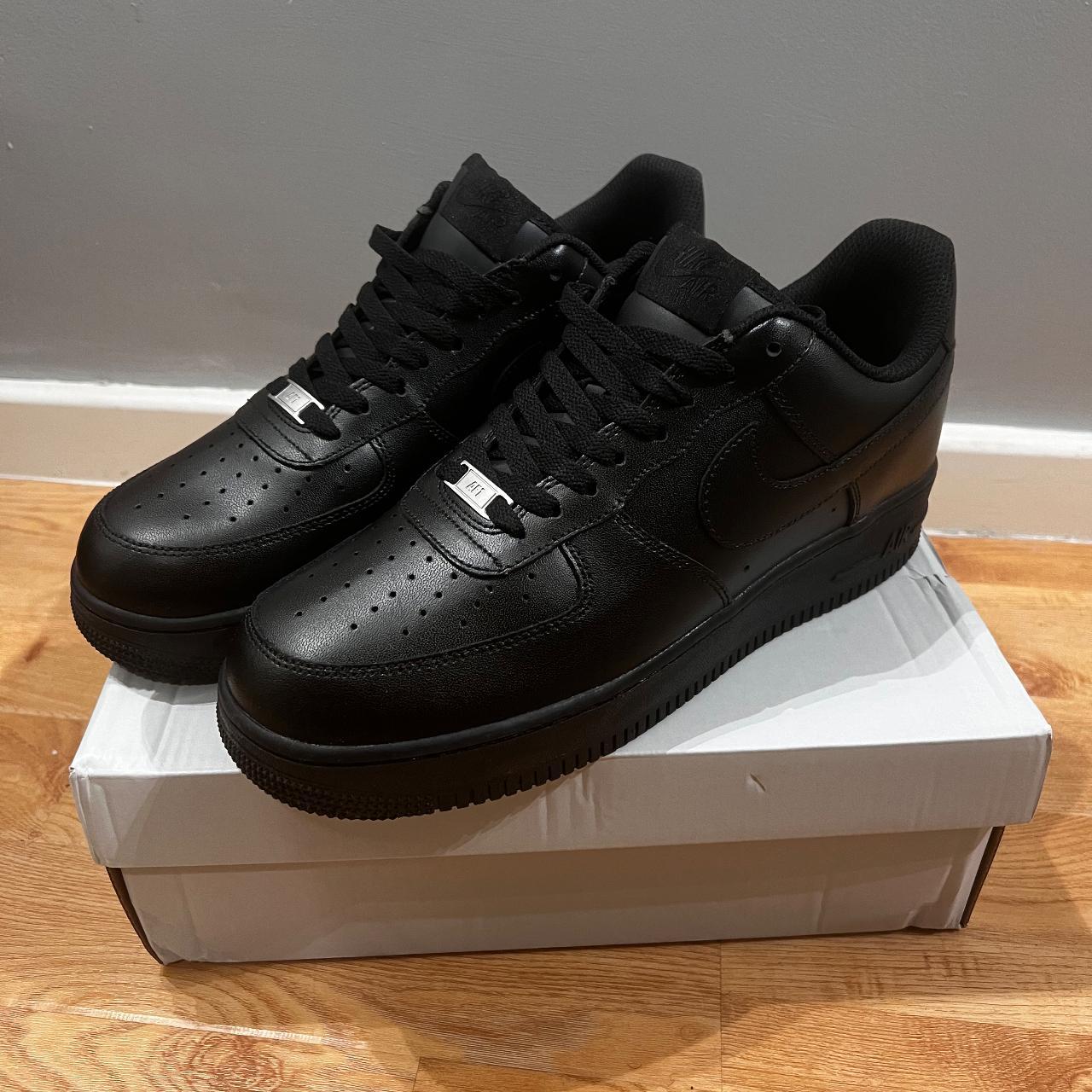 BLACK NIKE AIR FORCE 1 ALL SIZES AVALIABLE BRAND... - Depop