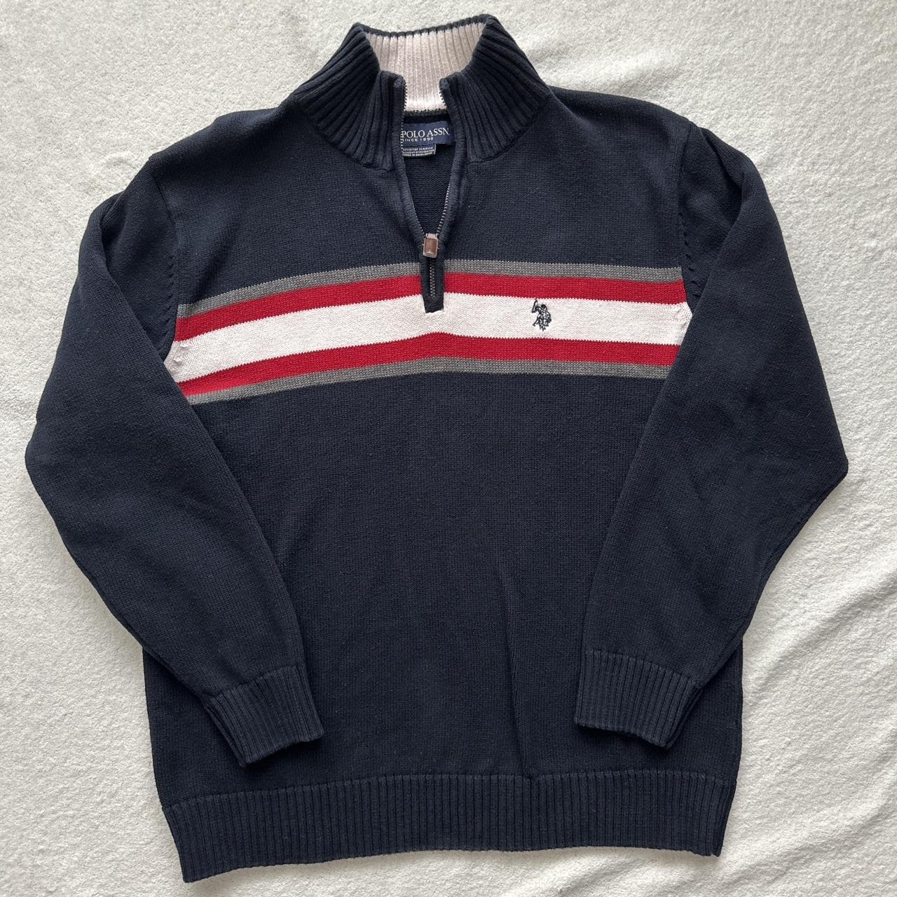 US Polo Assn Men's Sweater 1/4 Zip Long-sleeve... - Depop