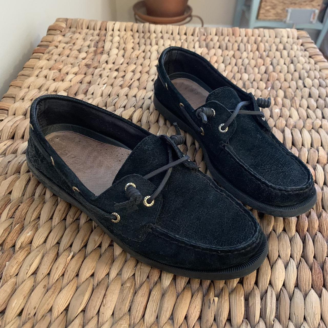 Womens black sperry store boat shoes