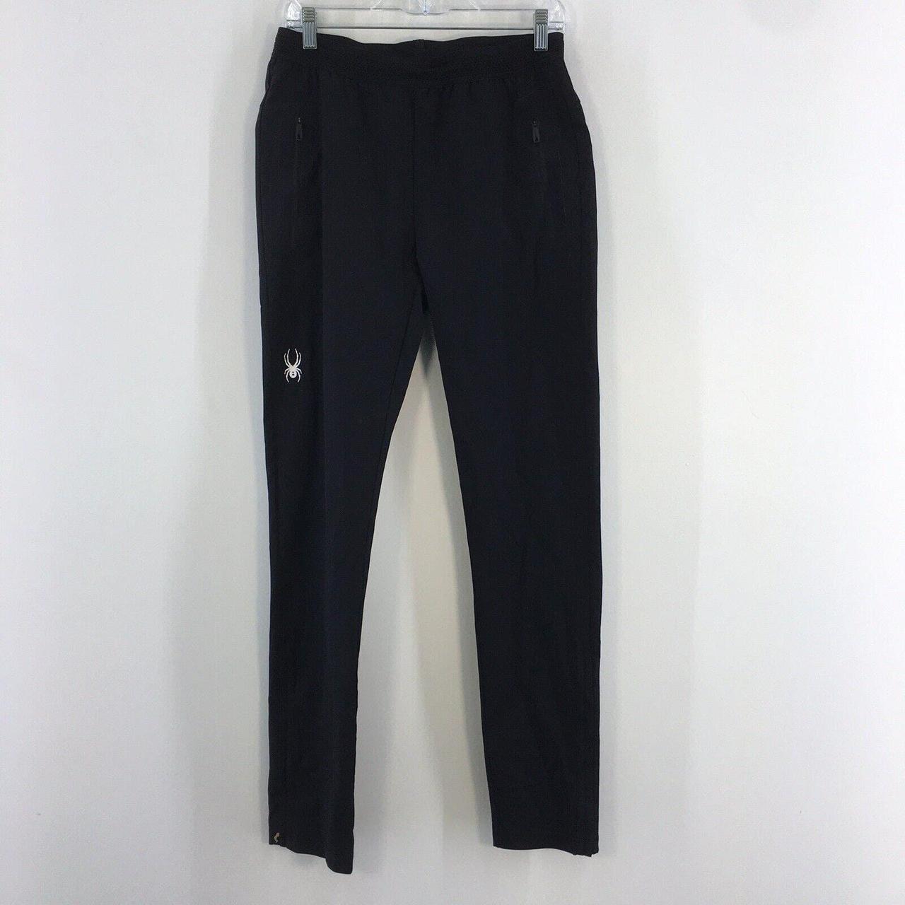 Spyder Black Athletic Drawstring Pants w Zip - Depop