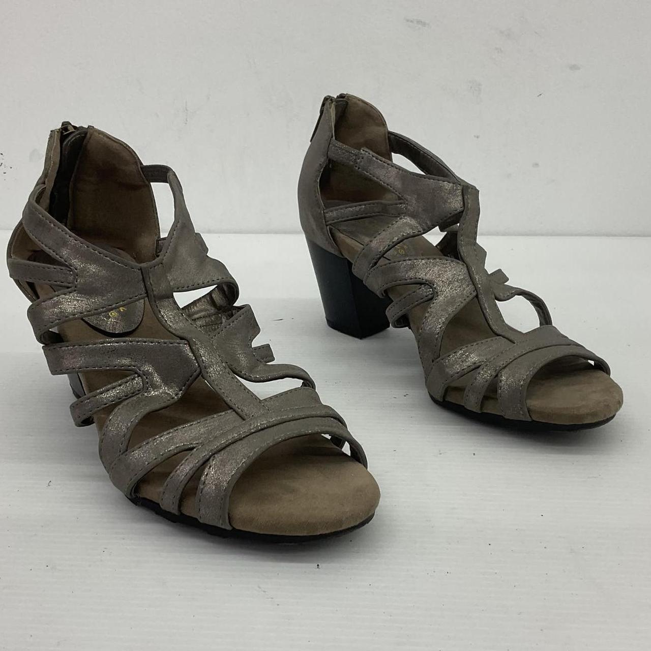 Easy Street Silver Strappy Heels Women s Size 7 . Depop