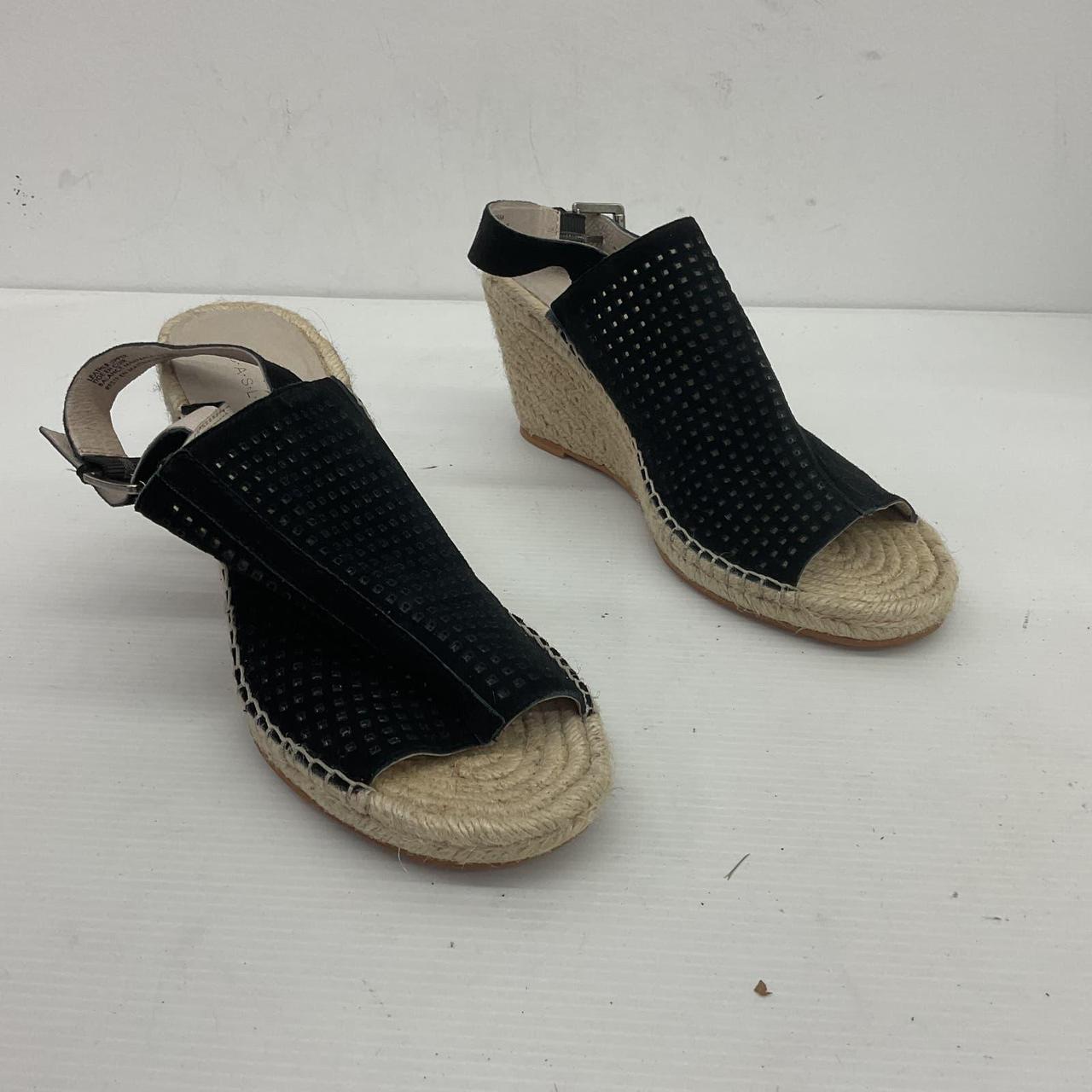 Caslon Black Leather Espadrille Wedge Heels Depop