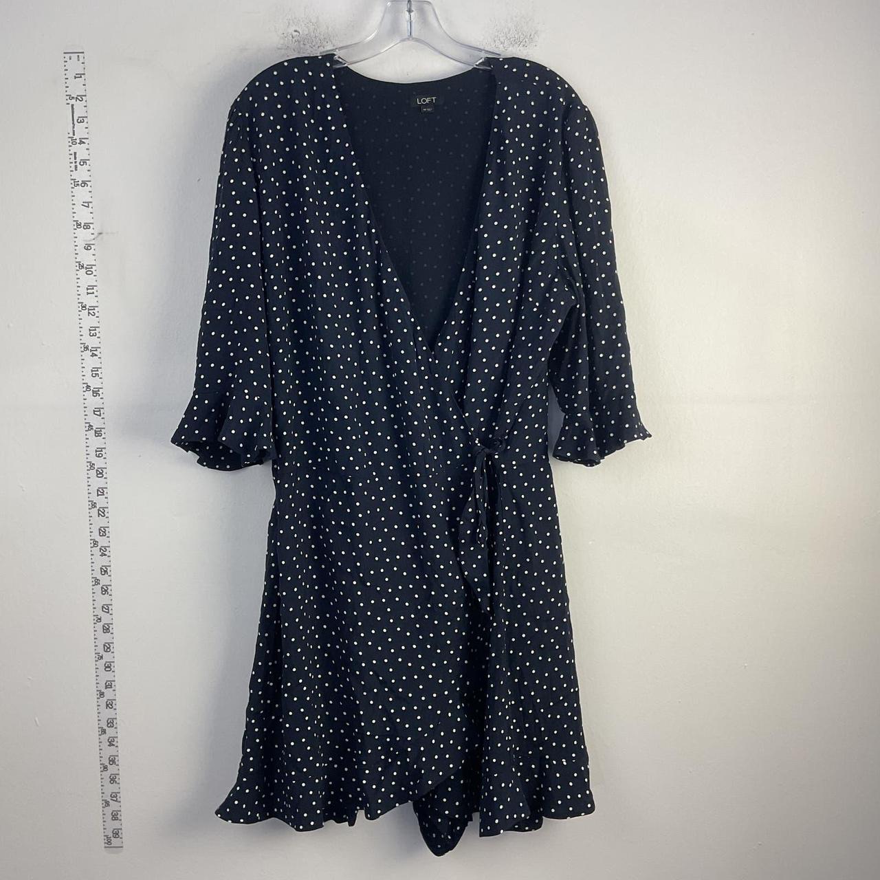 LOFT Blue Polka Dot Wrap Dress Size 14 Knee Length