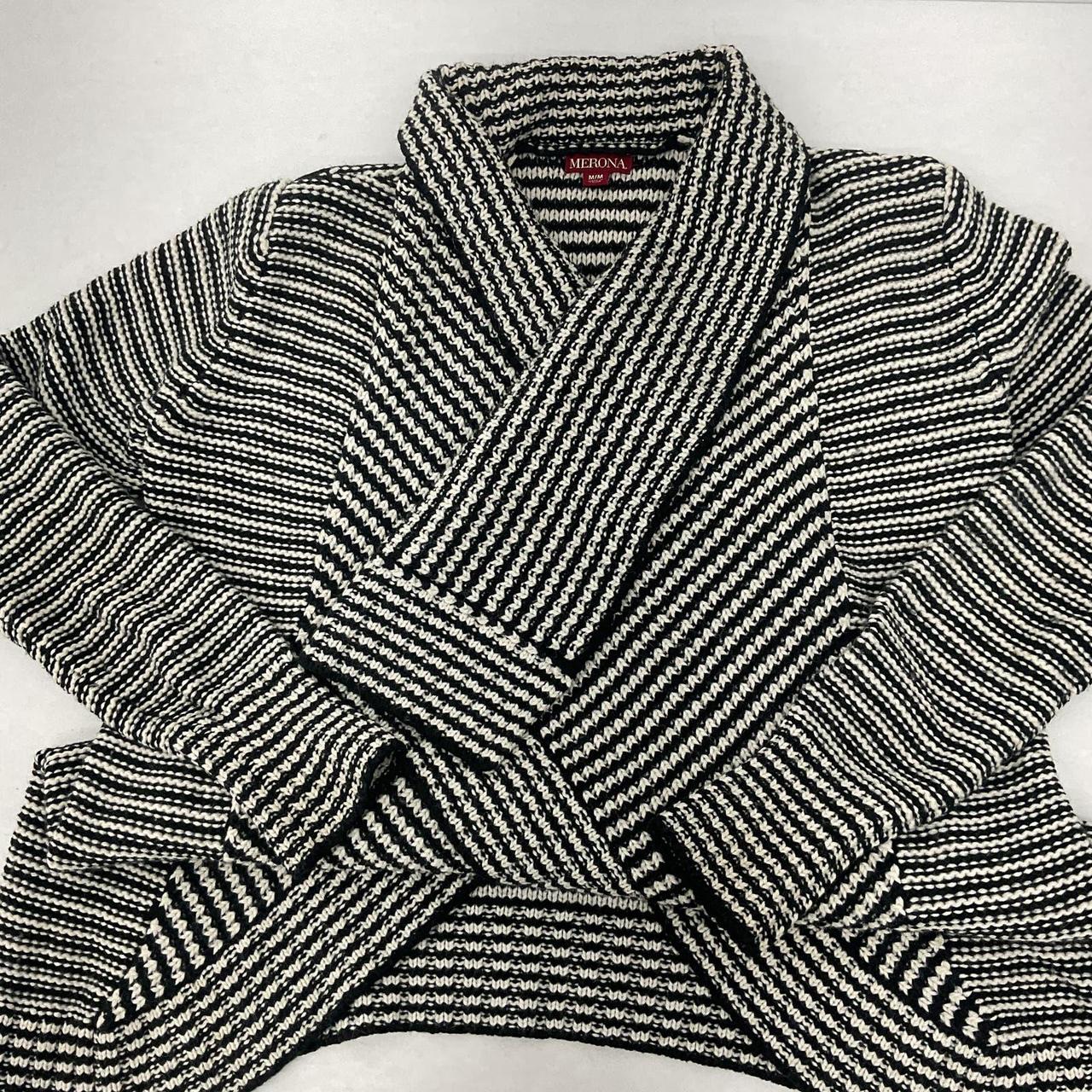 Merona White Black Striped Wool Blend Pullover. Depop