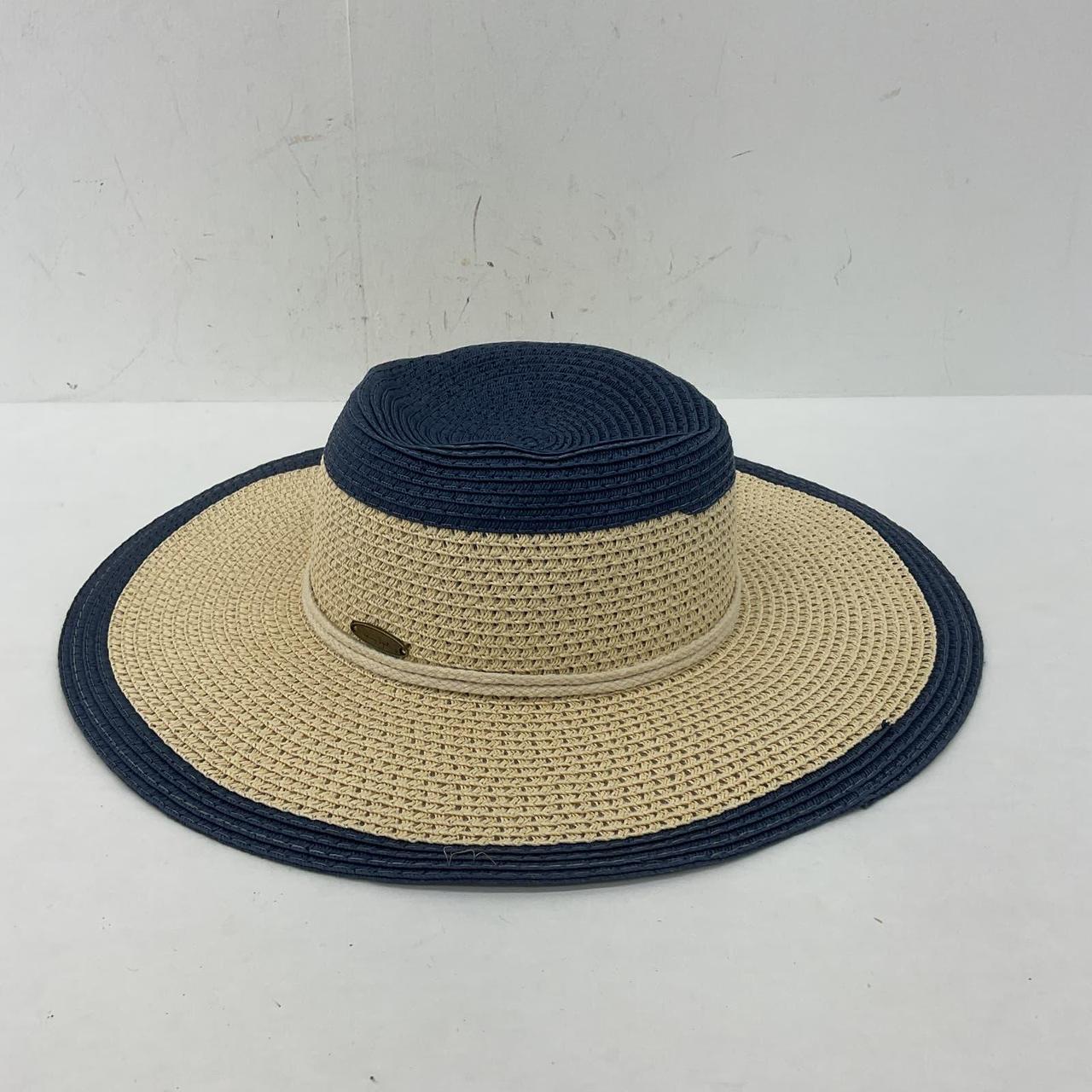 Panama Jack Tan Black Large Brim Straw Sun Hat for