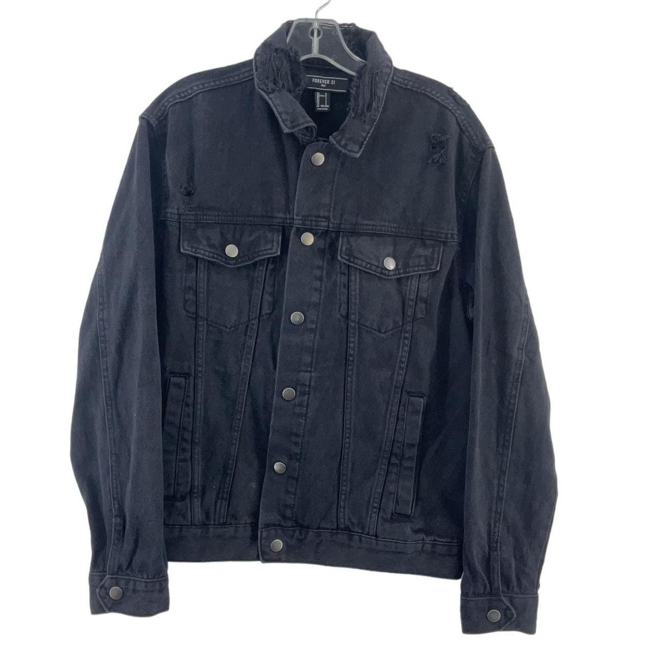 Black denim jacket forever 21 mens hotsell