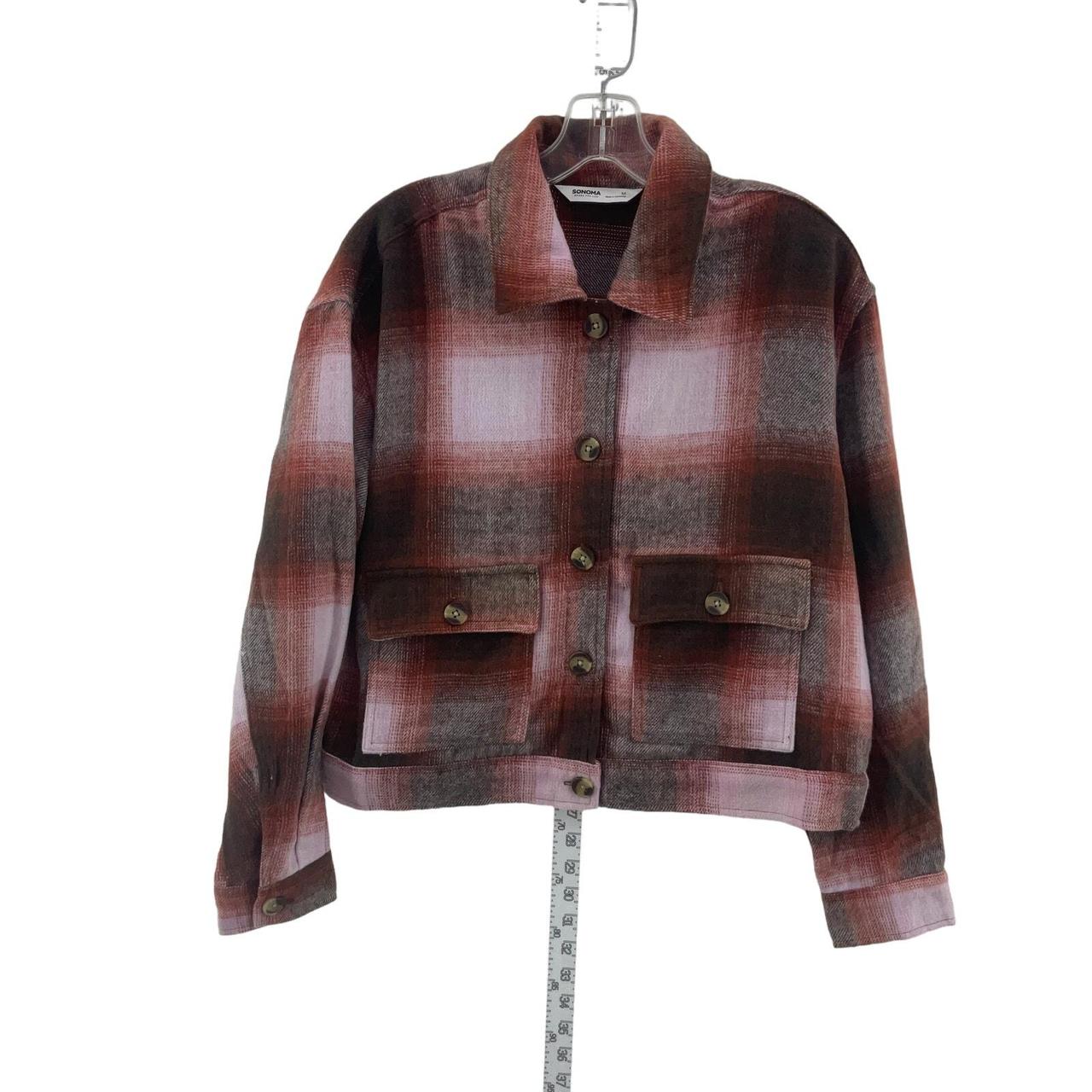 Sonoma Women's Red Ombre Plaid Cropped Button