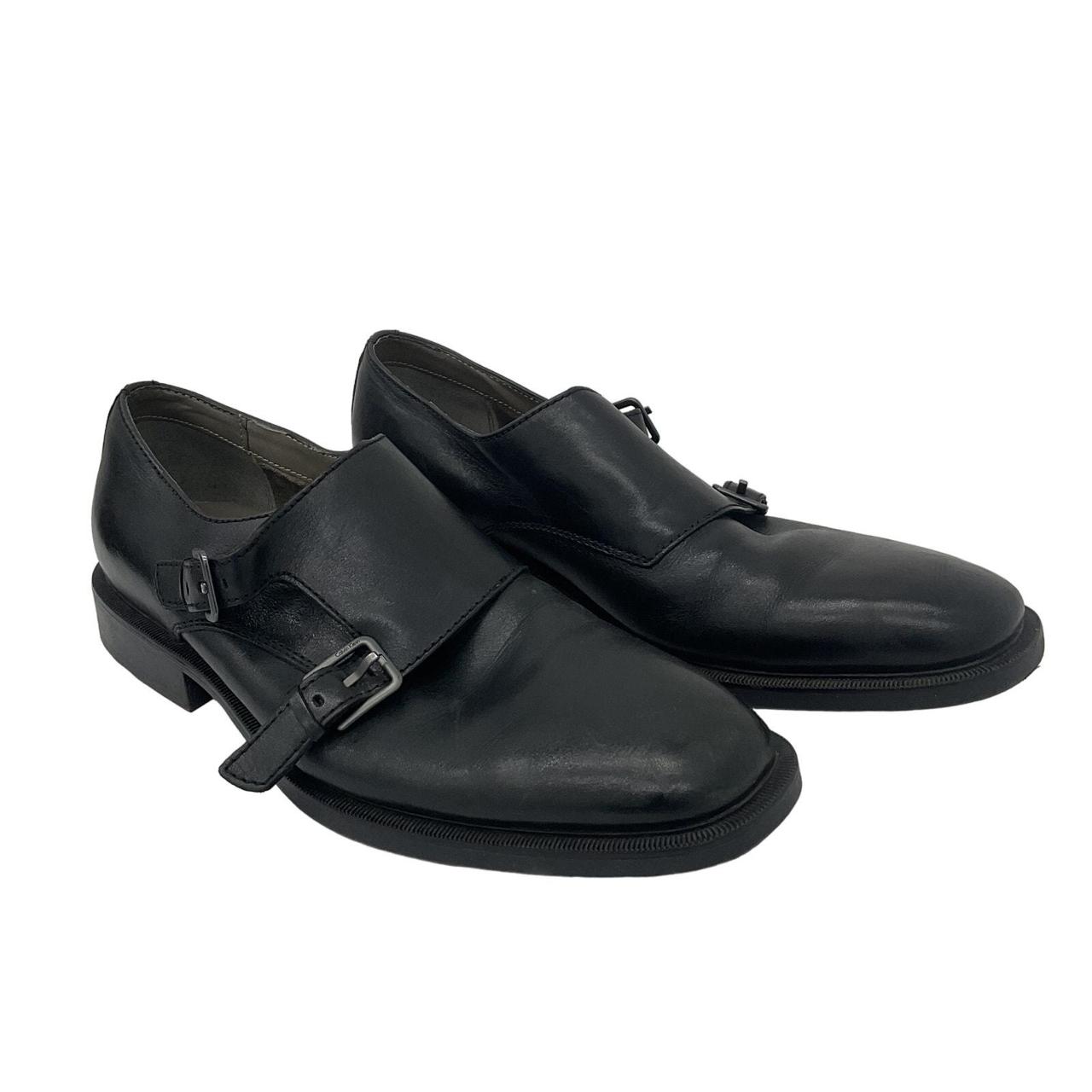 Calvin Klein Men s Black Leather Monk Strap Dress. Depop