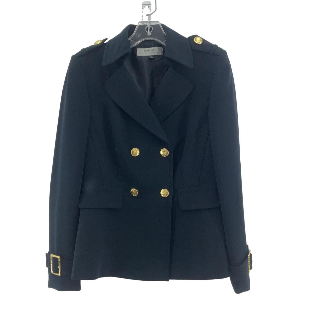 Tahari Black Military Blazer Jacket Polyester Size. Depop