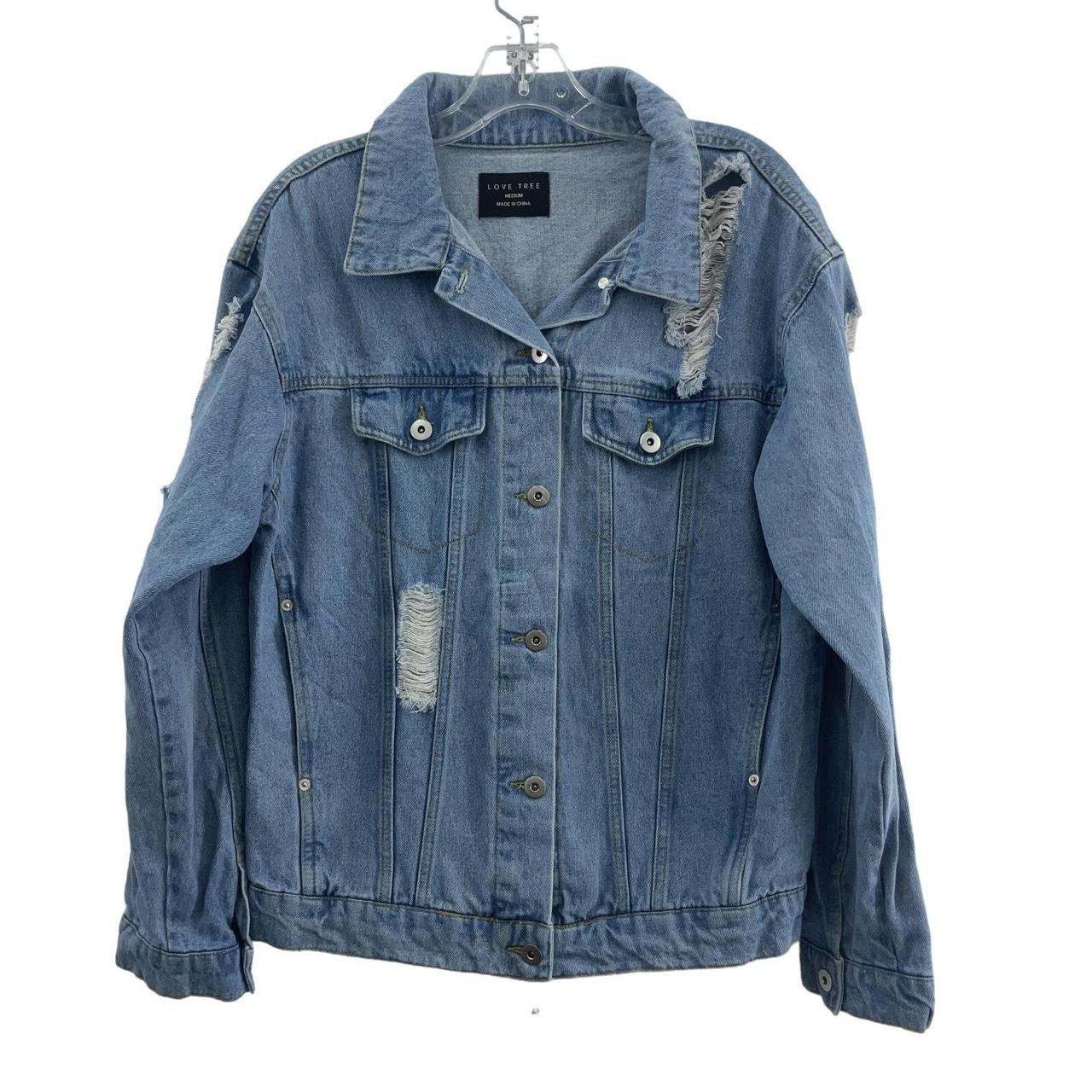 Love Tree Blue Cotton Trucker Denim Jacket