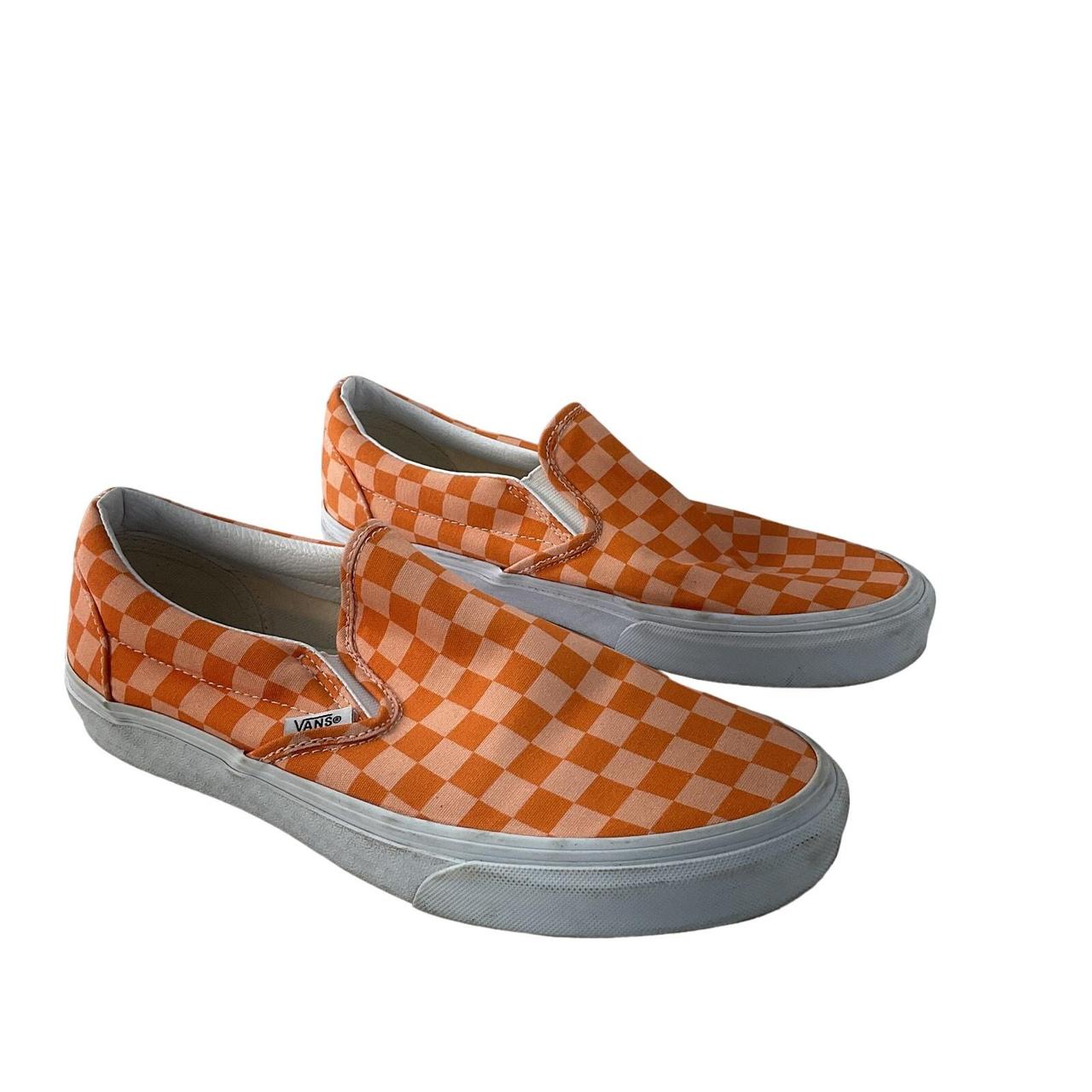 VANS Orange Checkered Canvas Loafer Flats Women s. Depop