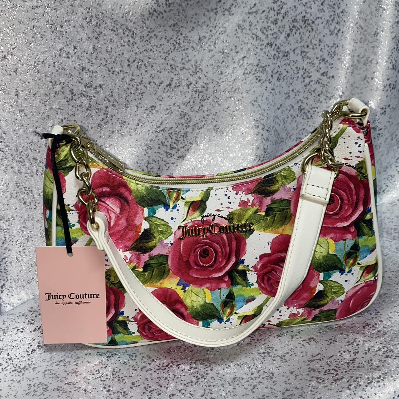 Juicy Couture White Multi Rose Purse Shoulder Depop