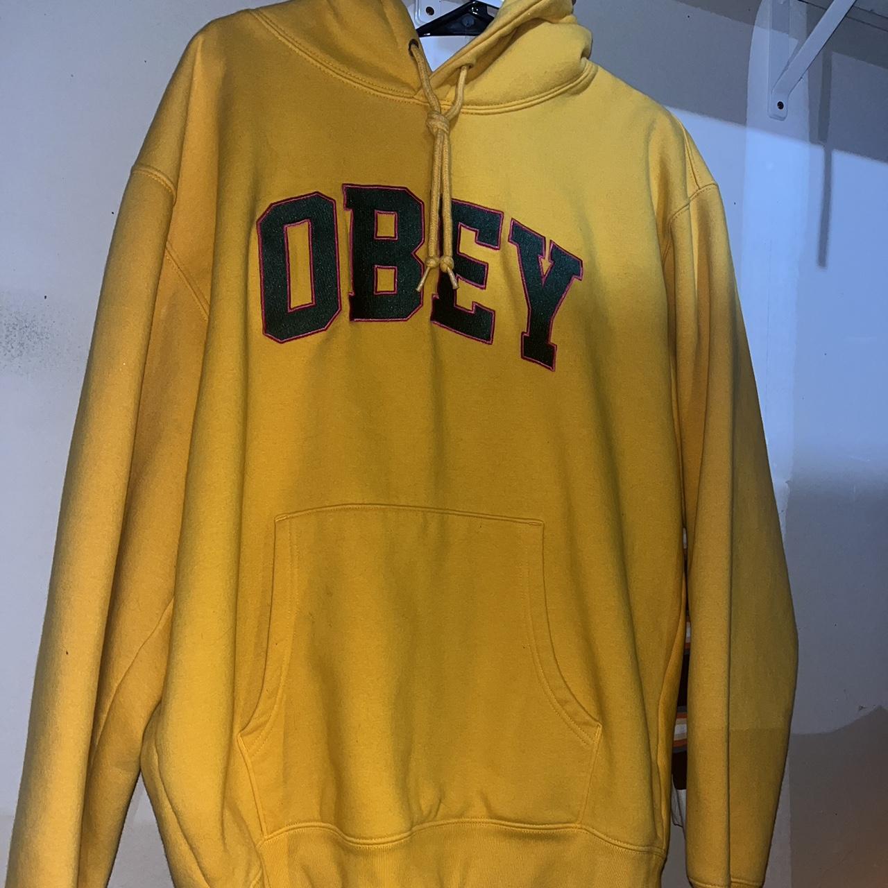 Yellow obey hoodie hot sale