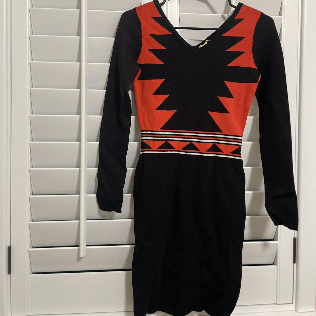 Black dark orange dress - Depop