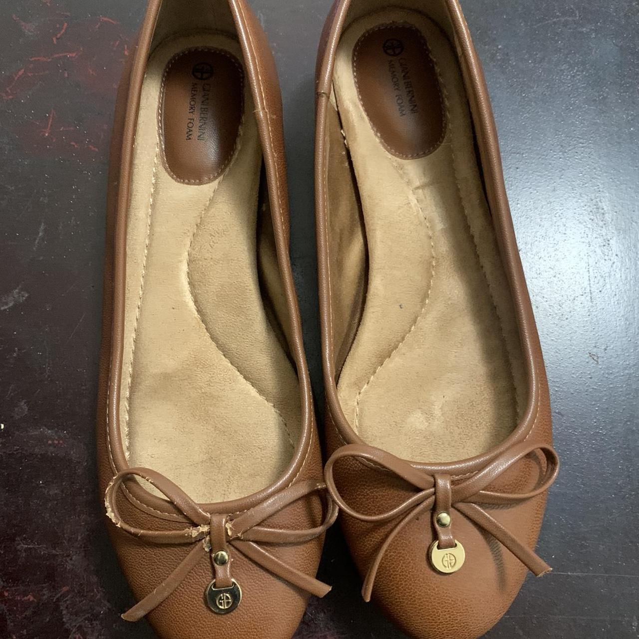 Giani Bernini Cognac Leather Ballet Flats - Size... - Depop