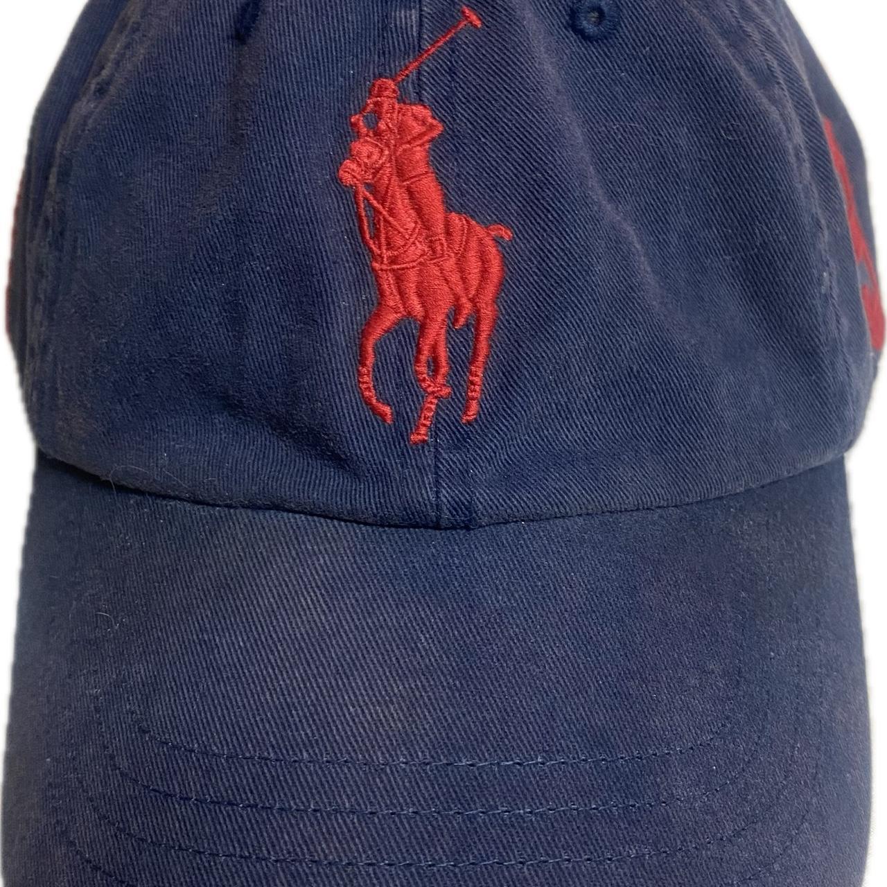 Navy blue polo store hat with red horse